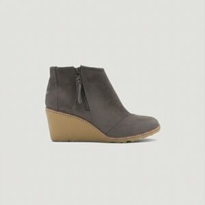 TOMS Gray Suede Wedge Ankle Boots - Comfort and Style